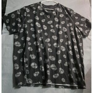 Unbranded Charcoal Gray All Over Skull Print T-Shirt Gothic Grunge Mens 3X-4X